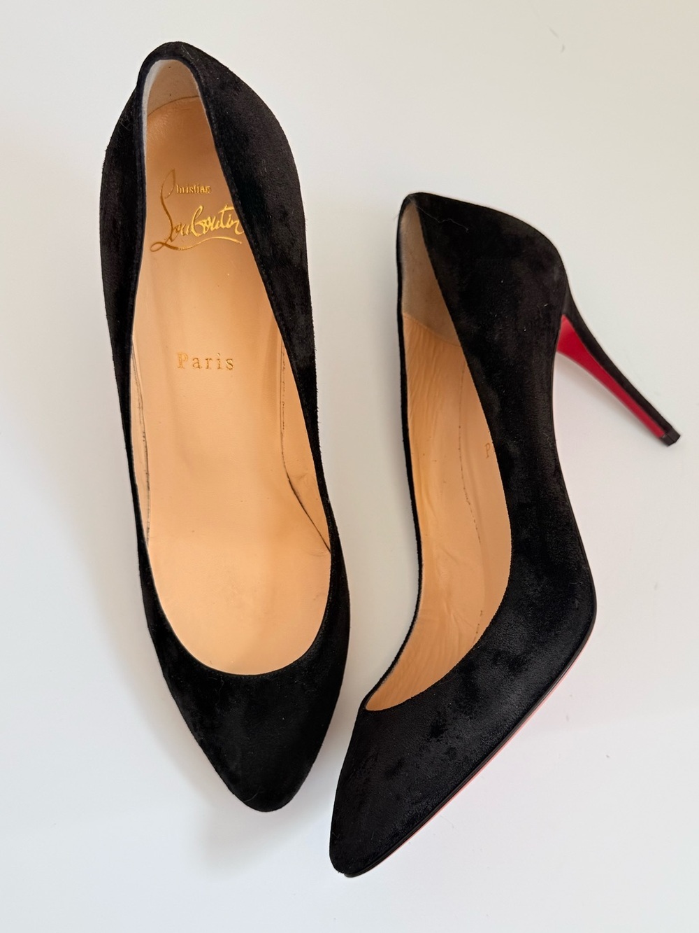 Christian Louboutin Eloise 85 Black Veau Velours Velvet Pumps Heels EU 39.5